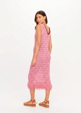 THE UPSIDE women's pink organic cotton Bahia Helena Knit Fringe Dress is designed for a relaxed fit, featuring a low scoop back, loose knit construction and fringed hem detailing. Made for lifestyle.