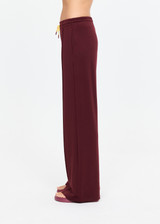 THE UPSIDE women’s maroon recycled Marnie Panelled Wide Leg Pant is high rise and features an elasticated waistband, side seam pockets, contrast detailing and drawcord waist. Made for lifestyle.