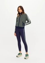 THE UPSIDE women's Viva Margot Knit Jacket is a regular fit, featuring a geo jacquard knit design, contrast stripe detailing and front patch pockets. Made for lifestyle.