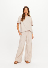 THE UPSIDE women's grey Soho Tokio Wide Leg Pant is designed for a relaxed fit and features a high rise waist, wide leg silhouette and soft brushed cotton blend fabrication. Made for lifestyle.