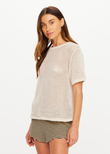 THE UPSIDE women's natural organic cotton Knit Casey Tee offers a relaxed fit and features an open knit construction and ribbed trims. Made for lifestyle.
