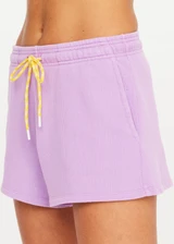 THE UPSIDE women's violet organic cotton Soul Demi Track Short is designed for a relaxed fit and features a straight leg silhouette, elasticated waistband and contrast drawcord detailing. Made for lifestyle.