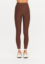 THE UPSIDE women's brown Daytona 25inch High Midi Legging is cut for a soft and supportive fit with a high rise waist, contrast side stripe detailing and cuffed hems. Made for yoga and pilates.