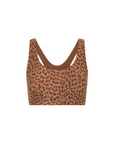 THE UPSIDE women’s leopard recycled peached Javan Jade Sports Bra is designed for a supportive fit and features a full coverage shape, racerback and removable cups. Made for yoga and pilates.
