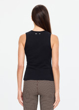THE UPSIDE women's black organic cotton Charli Button Tank Top is cut for a slim fit and features a V neckline, button front detailing and ribbed construction. Made for lifestyle.