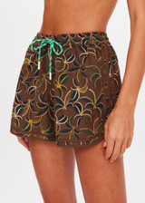 THE UPSIDE women's Laguna Klio Short is designed for a relaxed fit and features an elasticated waistband and a green drawcord in our Laguna palm print. Made for lifestyle.