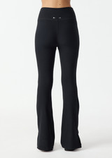 THE UPSIDE women's black Divina Florence Flare Pant is mid-rise and features a foldover waistband and side splits at hem in cotton modal fabrication. Made for lifestyle.