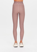 THE UPSIDE women's check Palacio 25inch Midi Pant is mid-rise with soft recycled peached fabric and mushroom drawcord. Made for yoga and pilates.