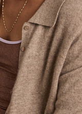 THE UPSIDE women’s brown Aimee Cashmere Collared Cardi is a regular-fit button-up style with a collar, ribbed hem and tonal pearlised buttons. Made for lifestyle.