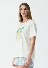 THE UPSIDE women's natural organic cotton Royal Palm Jodhi Tee is designed for a regular fit and features a royal palm graphic printed at front chest. Made for lifestyle.