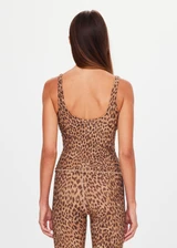 THE UPSIDE women's animal Panthera Amelia Tank Top is mid coverage and features a scoop neckline, shelf bra and removable cups. Made for yoga and pilates.