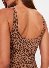 THE UPSIDE women's animal Panthera Amelia Tank Top is mid coverage and features a scoop neckline, shelf bra and removable cups. Made for yoga and pilates.