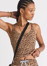 THE UPSIDE women's animal Panthera Amelia Tank Top is mid coverage and features a scoop neckline, shelf bra and removable cups. Made for yoga and pilates.