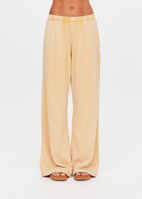 THE UPSIDE women's yellow Soho Tokio Wide Leg Pant is designed for a relaxed fit and features an elasticated waistband, front pockets and embroidered arrow logo. Made for everyday.