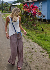 THE UPSIDE women's check Palacio Marnie Wide Leg Pant is high-rise with an elasticated waistband, pinstitch detail and side seam pockets. Made for lifestyle.