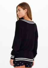 DUET V NECK KNIT SWEATER - BLACK [USW225065]