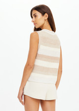 THE UPSIDE women's creme organic cotton Nikko V Neck Knit Vest is designed for an oversized fit and features a deep V neckline. Made for everyday.