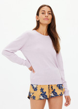 THE UPSIDE women's purple Gisella Wool Sweater is designed for a regular fit and features a embroidered arrow on back of neck. Made for lifestyle.