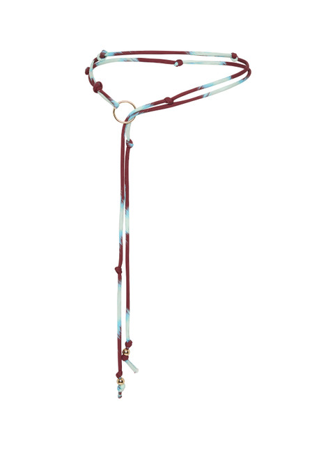 THE UPSIDE women's burgundy and mint Rio Twisted Fabric Belt is designed for an adjustable fit and features round gold beads and a ring, crafted from twisted fabric. Made for everyday leisure.