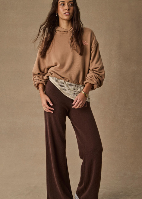 THE UPSIDE women's brown organic cotton Marlon Camila Hoodie is designed for an oversized fit and features dropped shoulders, elasticated trims and tonal herringbone tape detailing. Made for lifestyle.