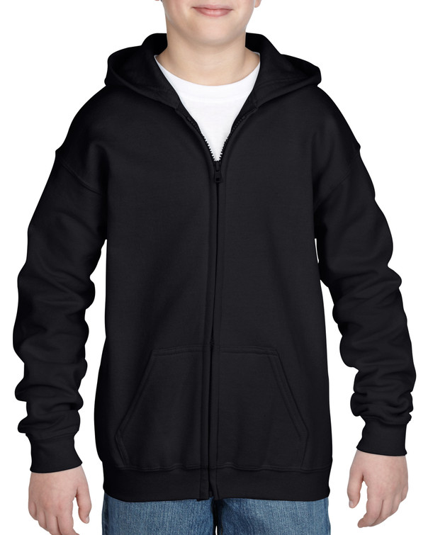 Youth Full Zip Hooded Sweatshirt (Black)