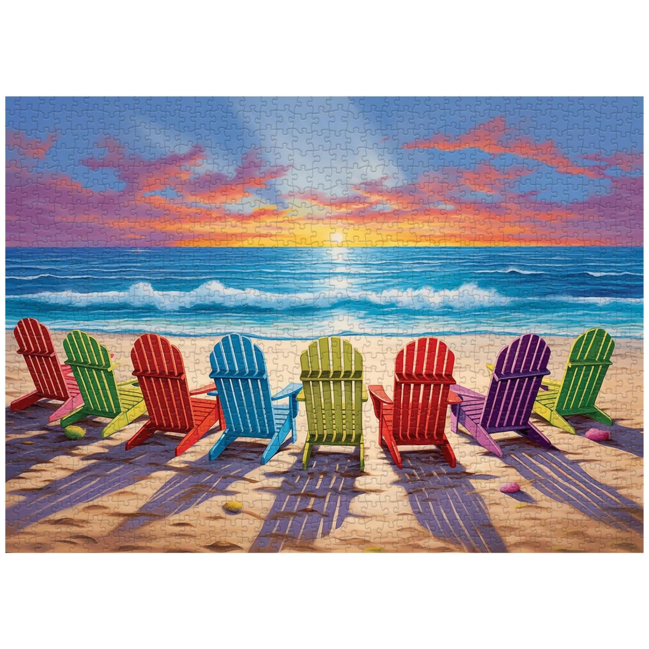 Beach Sunset 1000 Piece Jigsaw Puzzle for Adults - Completed