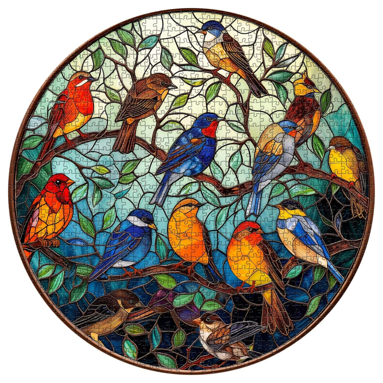 Tree Birds 1000 Piece Jigsaw Puzzle for Adults - Round Jigsaw Puzzle