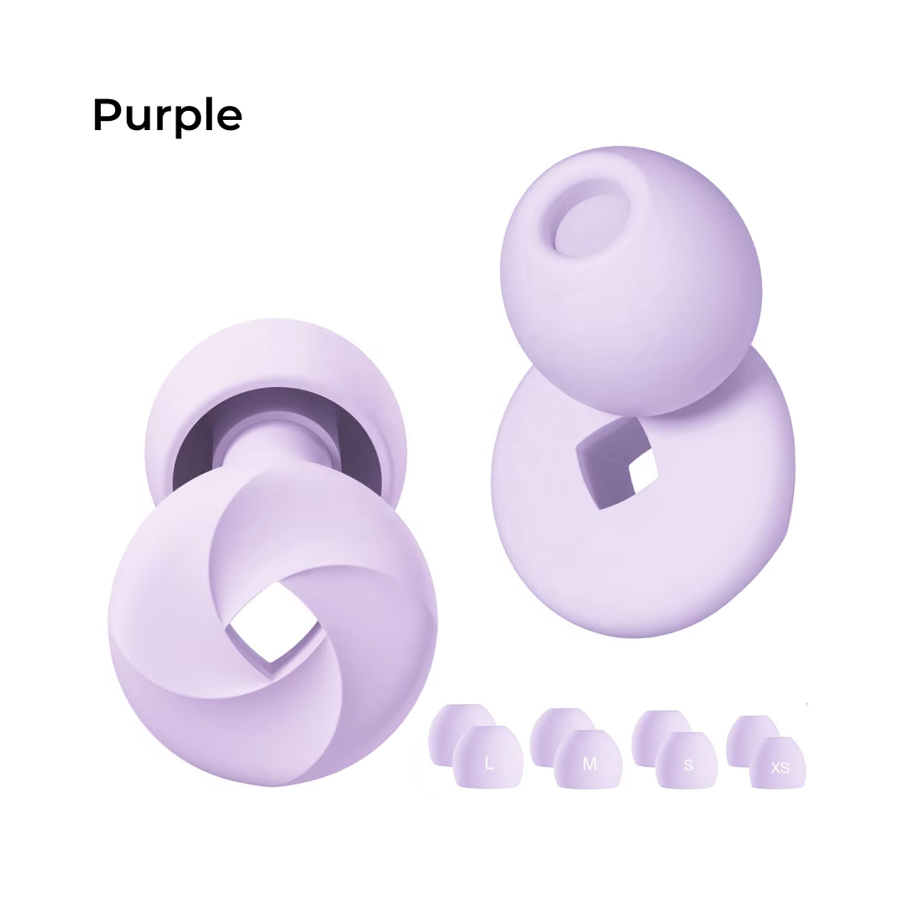 DreamSleep Earplugs for Sleeping – 23dB Noise Reduction, Soft Silicone, Purple, Includes Travel Case & 4 Sizes