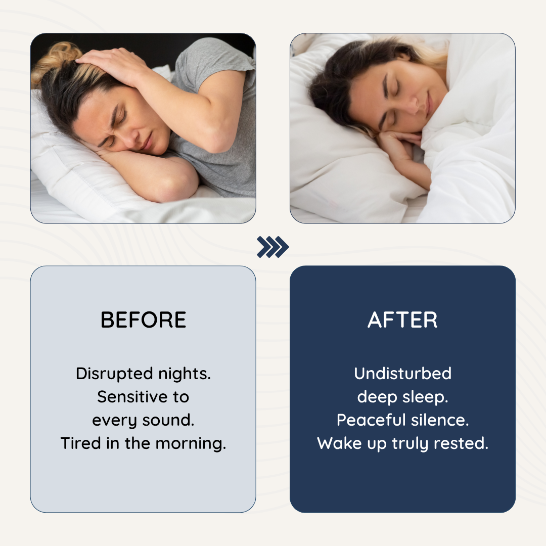 QuietSleep Earplugs Before and after usage