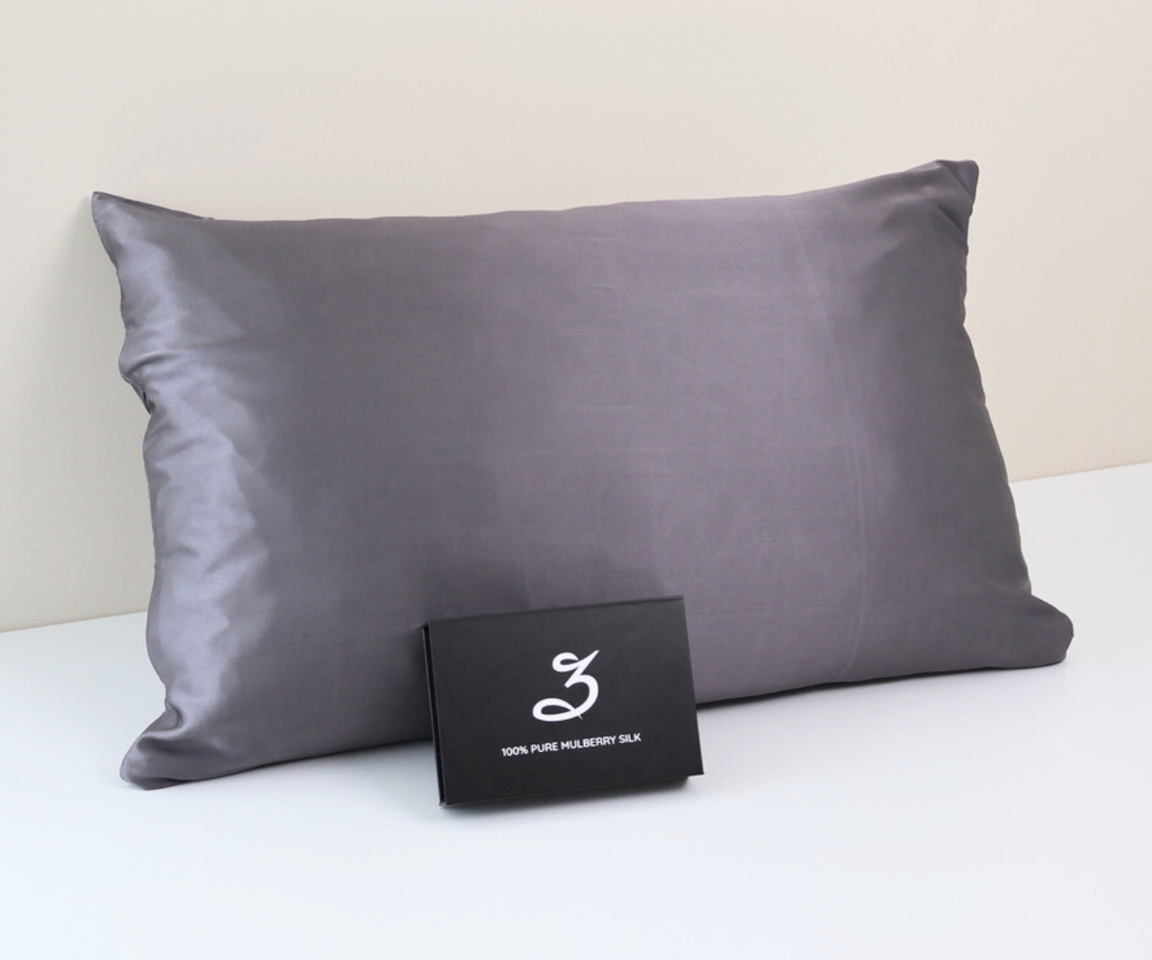 Charcoal Silk Pillowcase 22 Momme 100% Mulberry Silk Grade 6A, 70x50cm, With Hidden Zipper and Gift Box