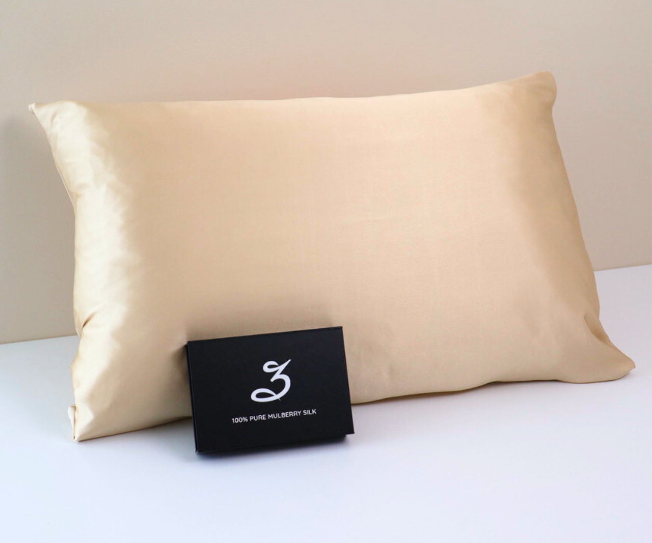 Champagne Silk Pillowcase 22 Momme 100% Mulberry Silk Grade 6A 70x50cm Hidden Zipper and Gift Box