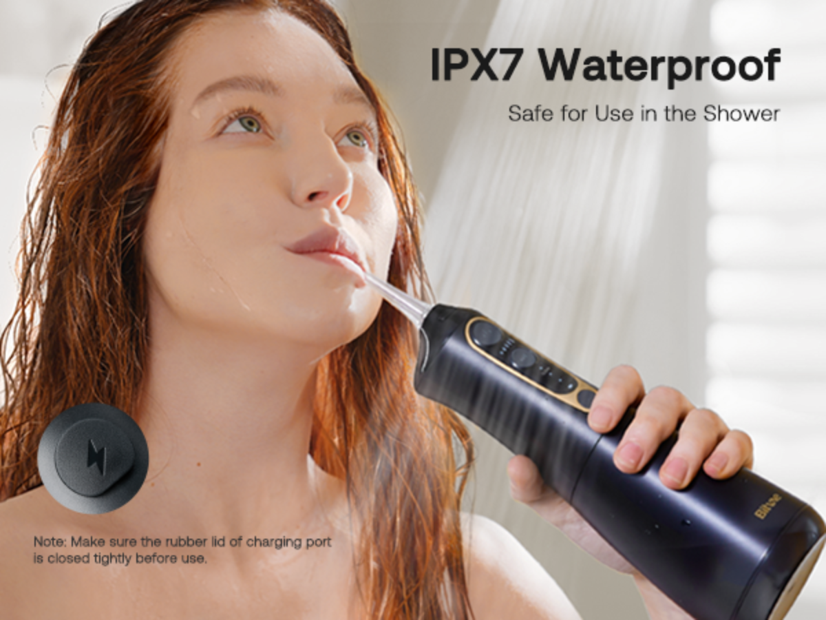Water Flosser IPX7 Waterproof. Safe for use in the shower