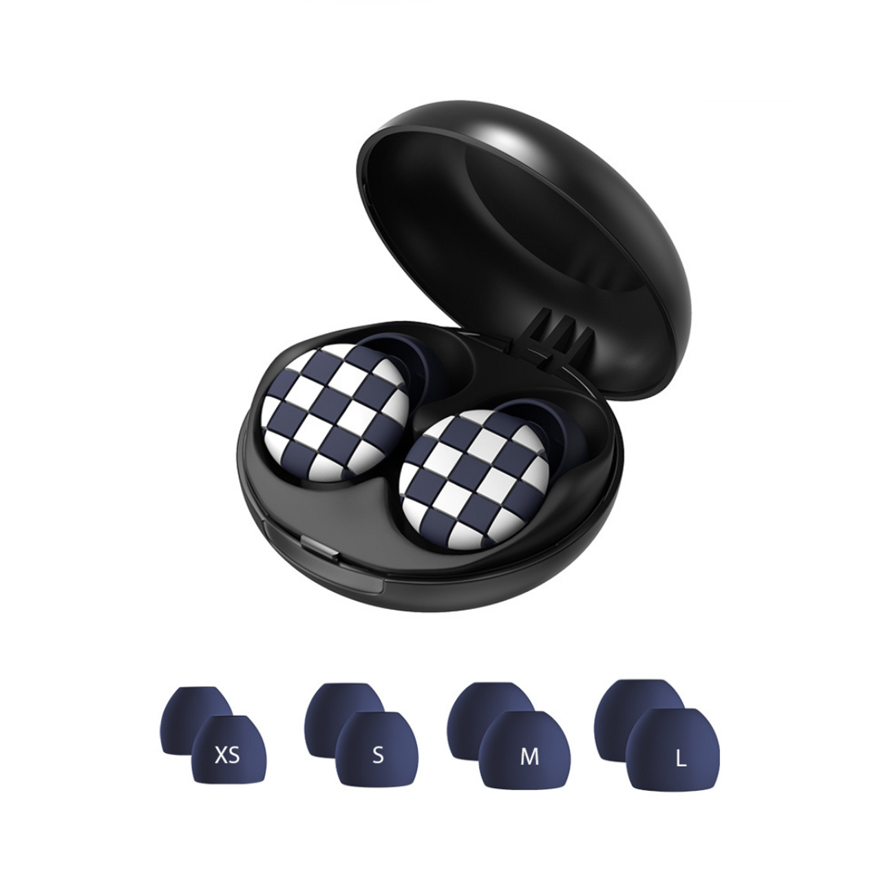 DreamCheck Earplugs with Portable Carry Case and 4 Sizes Ear Tips -  Blue and White Earplugs