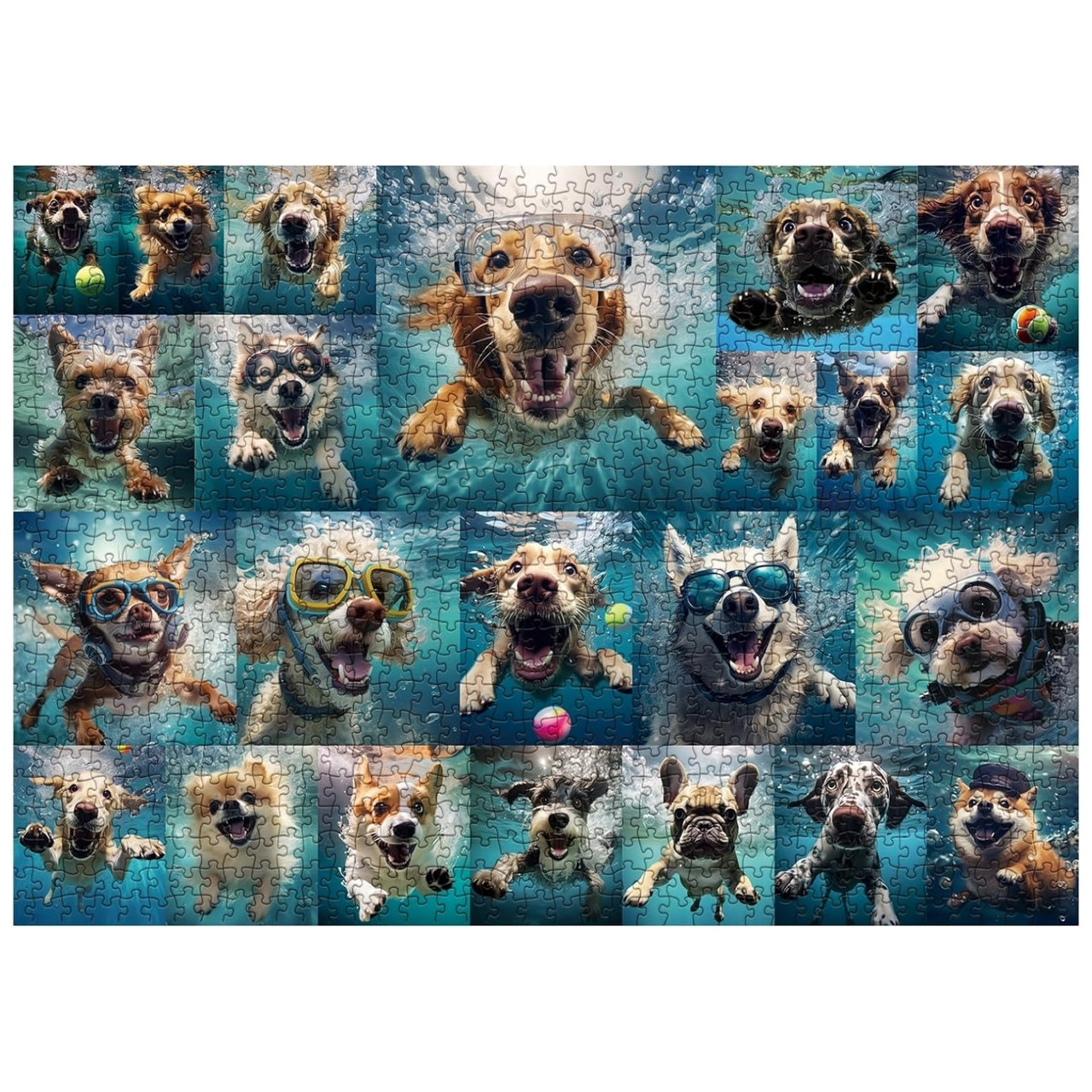 Underwater Dogs 1000 Piece Jigsaw Puzzle for Adults - Completed Puzzle