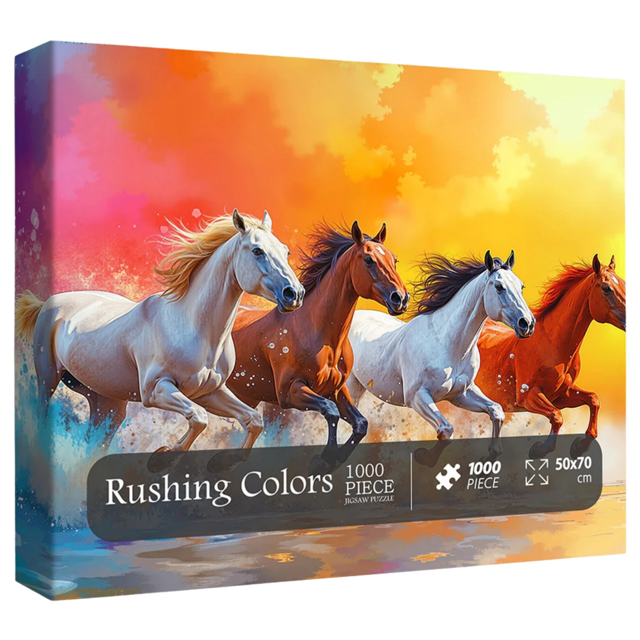 Horse Puzzle 1000 Pieces for Adults, Fun Colorful Animal Jigsaw Puzzle, Difficult Nature Landscape Painting Puzzle as Home Wall Art, Hard Challenging