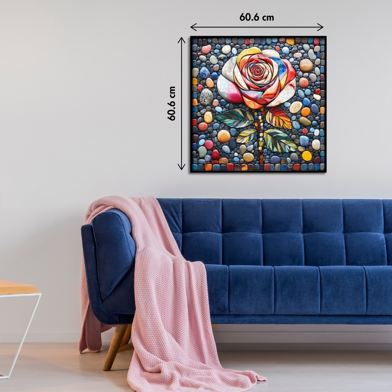 Exquisite Mosaic Art, A Stunning 1000-Piece Puzzle Featuring Breathtaking Stone Mosaic of a Blooming Rose, Blending Vibrant Colors & Intricate Details