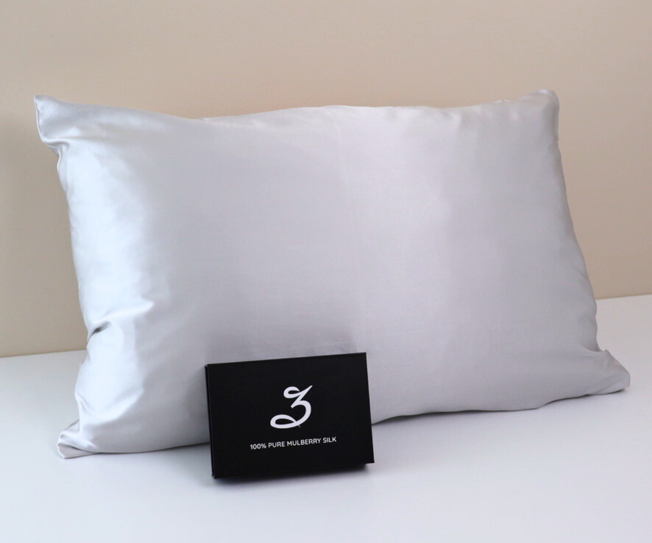Silver Silk Pillowcase 22 Momme 100% Mulberry Silk 70x50cm Hidden Zipper and Gift box