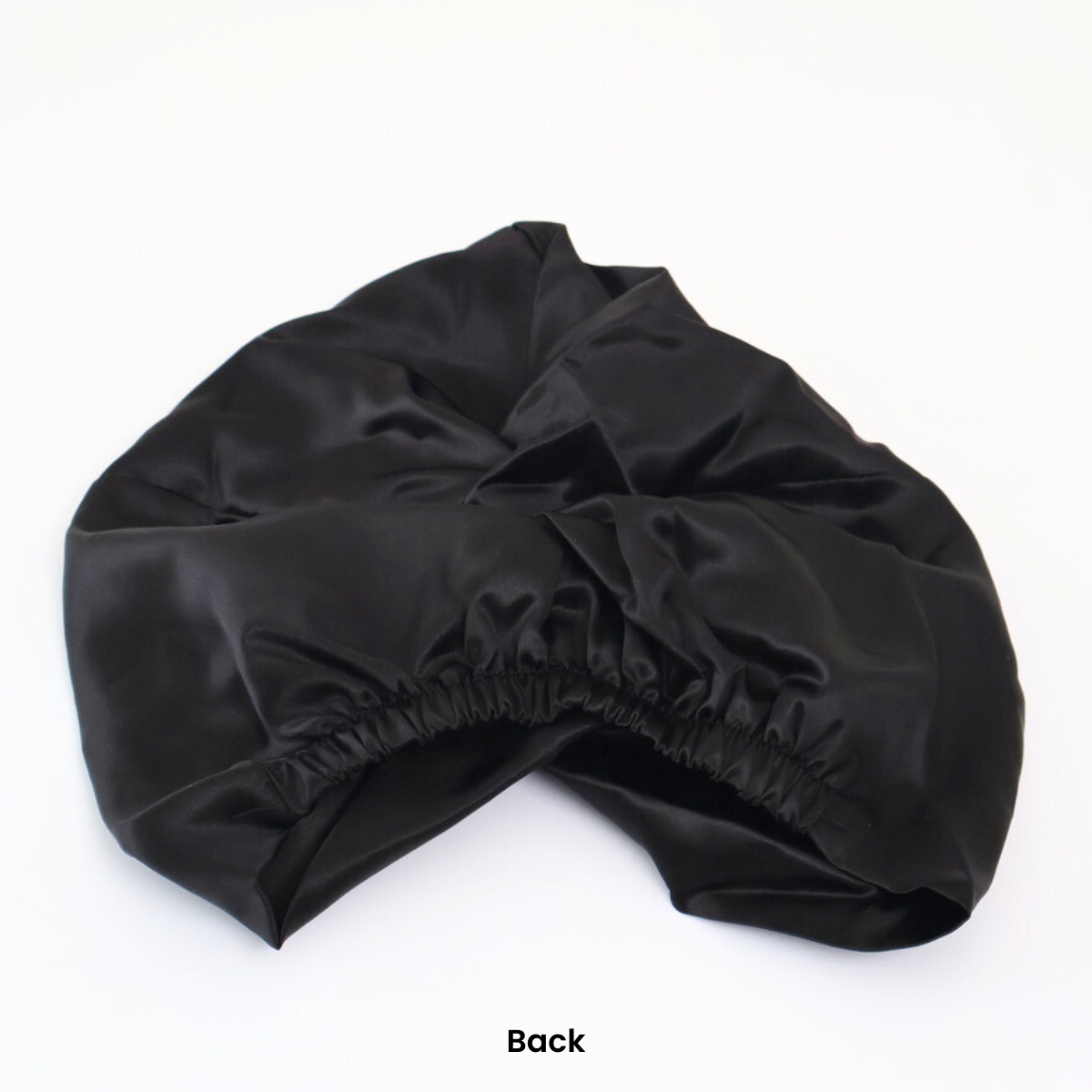 Silk Bonnet Black Double Layer Twisted Front Design with Elastic on the Back for Adustment 22 Momme 100% Mulberry Silk Grade 6A