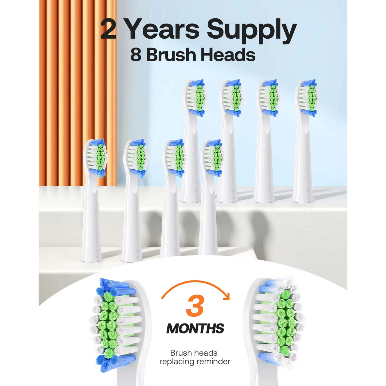 Bitvae Electric Toothbrush with 8 Brush Heads, 2 Years Supply, 3 Months Brush Heads Replace Reminder