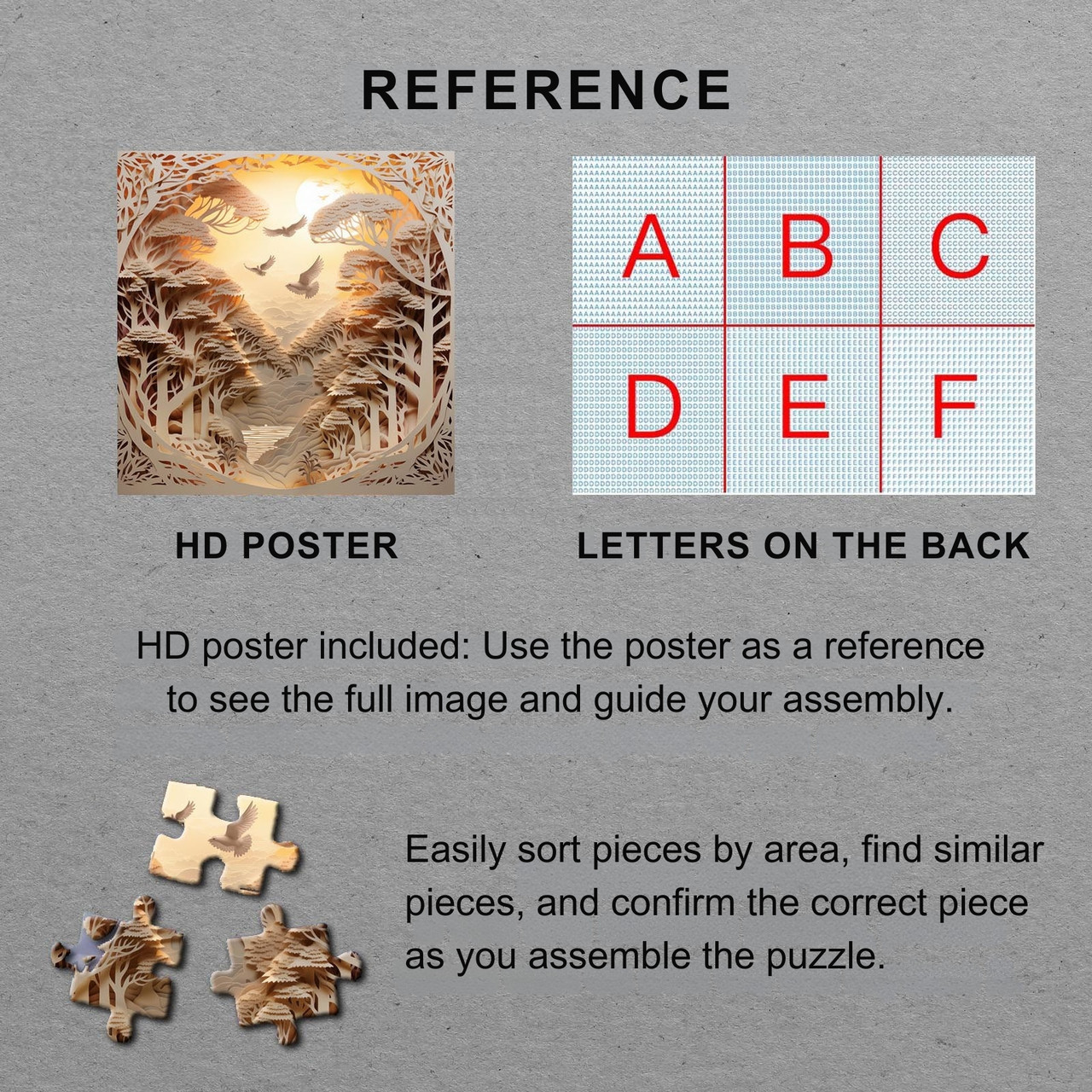 Forest Sunset 1000 Piece Jigsaw Puzzle for Adults - Letters on the back of the puzzle for easy sorting