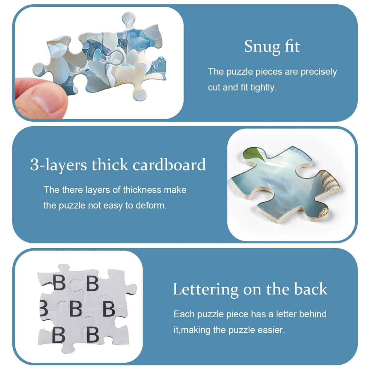 Ocean Blooms 1000 Piece Jigsaw Puzzle for Adults - Snug Fit, 3-layers thick cardboard and letters on the back of the puzzle for easy sorting