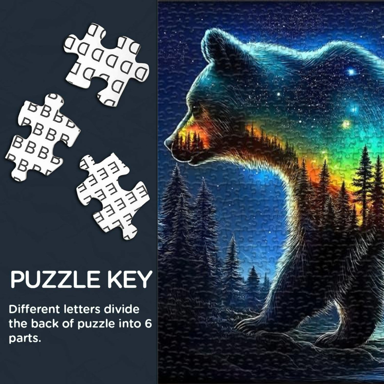 Luminous Bear Trek 1000 Piece Jigsaw Puzzle for Adults - Letters on the back of the puzzle for easy sorting