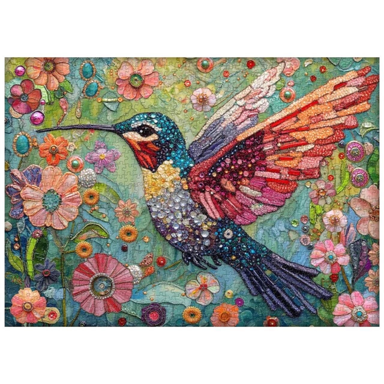 Flower & Hummingbird 1000 Piece Jigsaw Puzzle for Adults - Completed
