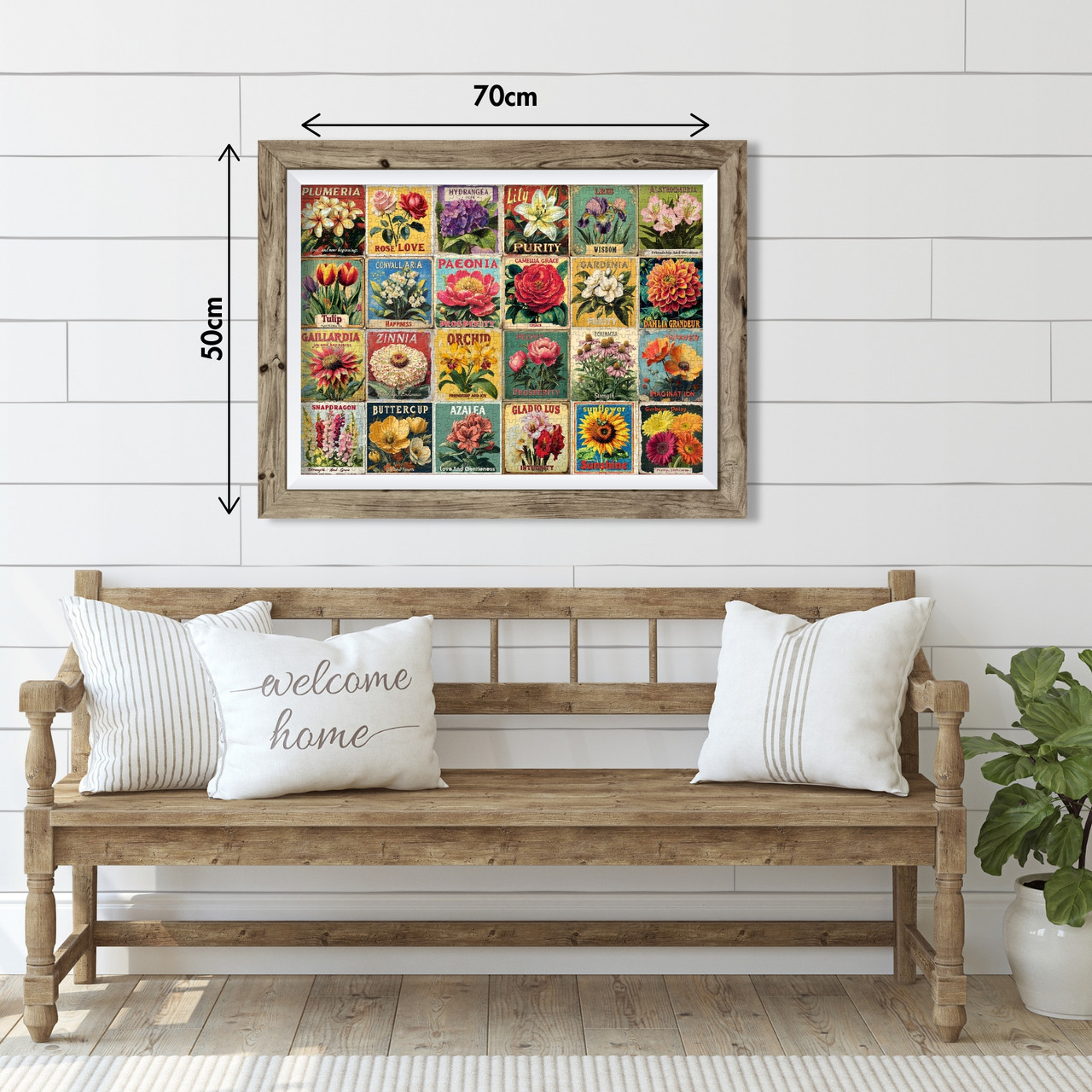 Floral Collage 1000 Piece Jigsaw Puzzle for Adults - Framed