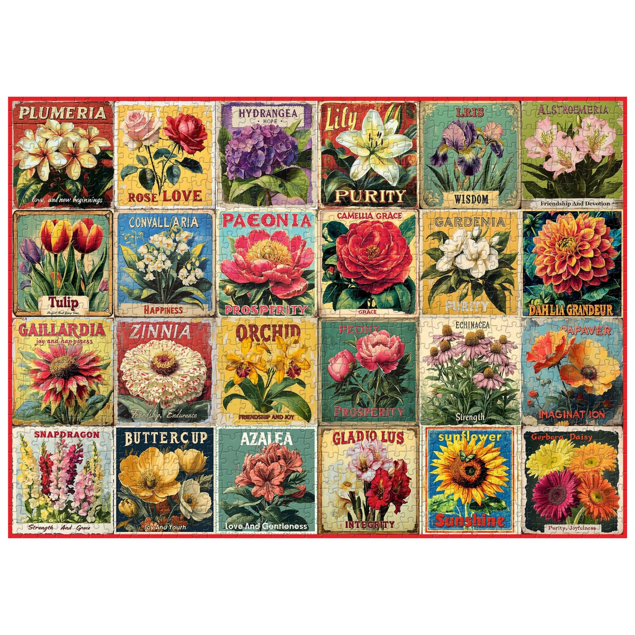 Floral Collage 1000 Piece Jigsaw Puzzle for Adults - Completed