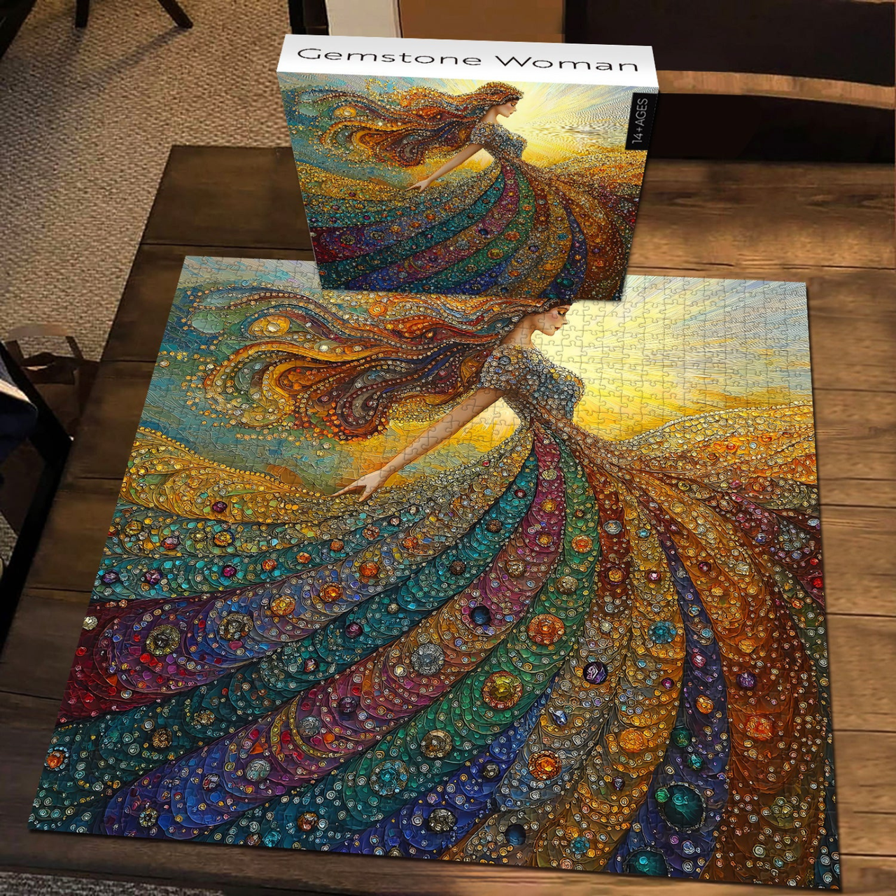 Gemstone Woman Puzzle for Adults 1000 Piece Aesthetic Fantasy Art Jigsaw