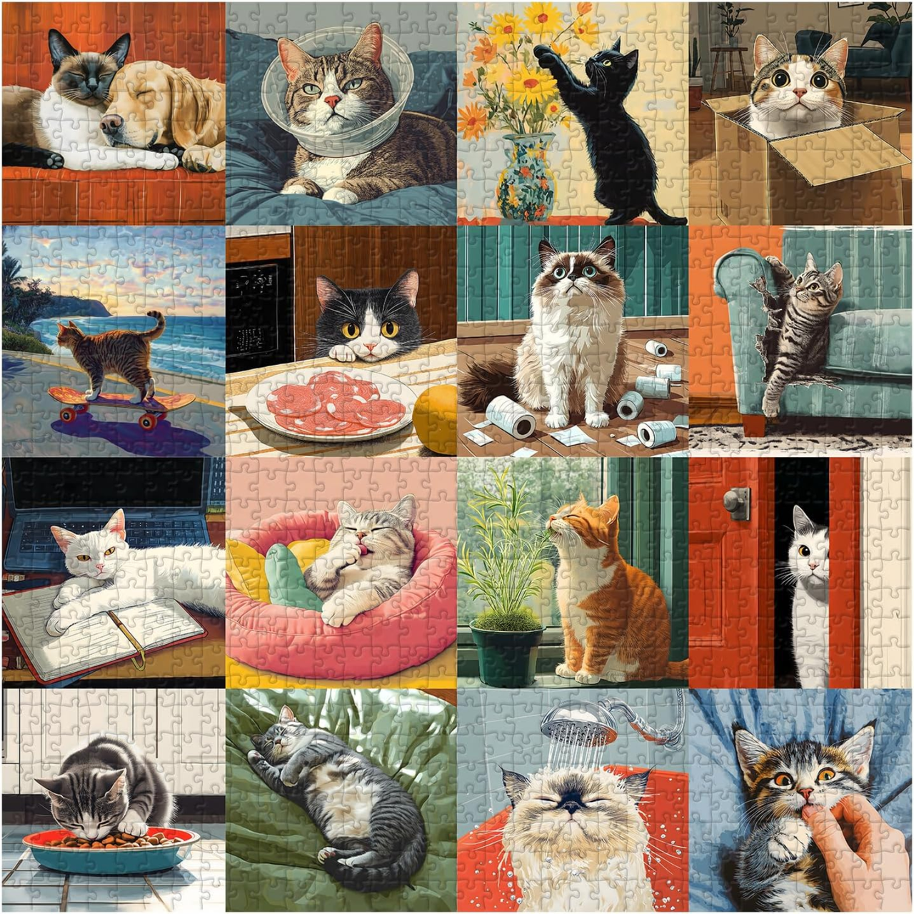 Cat's Daily Life Fun Puzzle for Adults 1000 Pieces