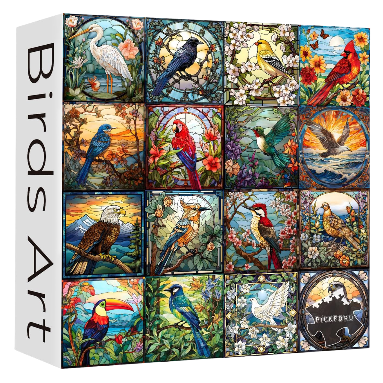 Birds Art Stained Glass Puzzle for Adults 1000 Pieces