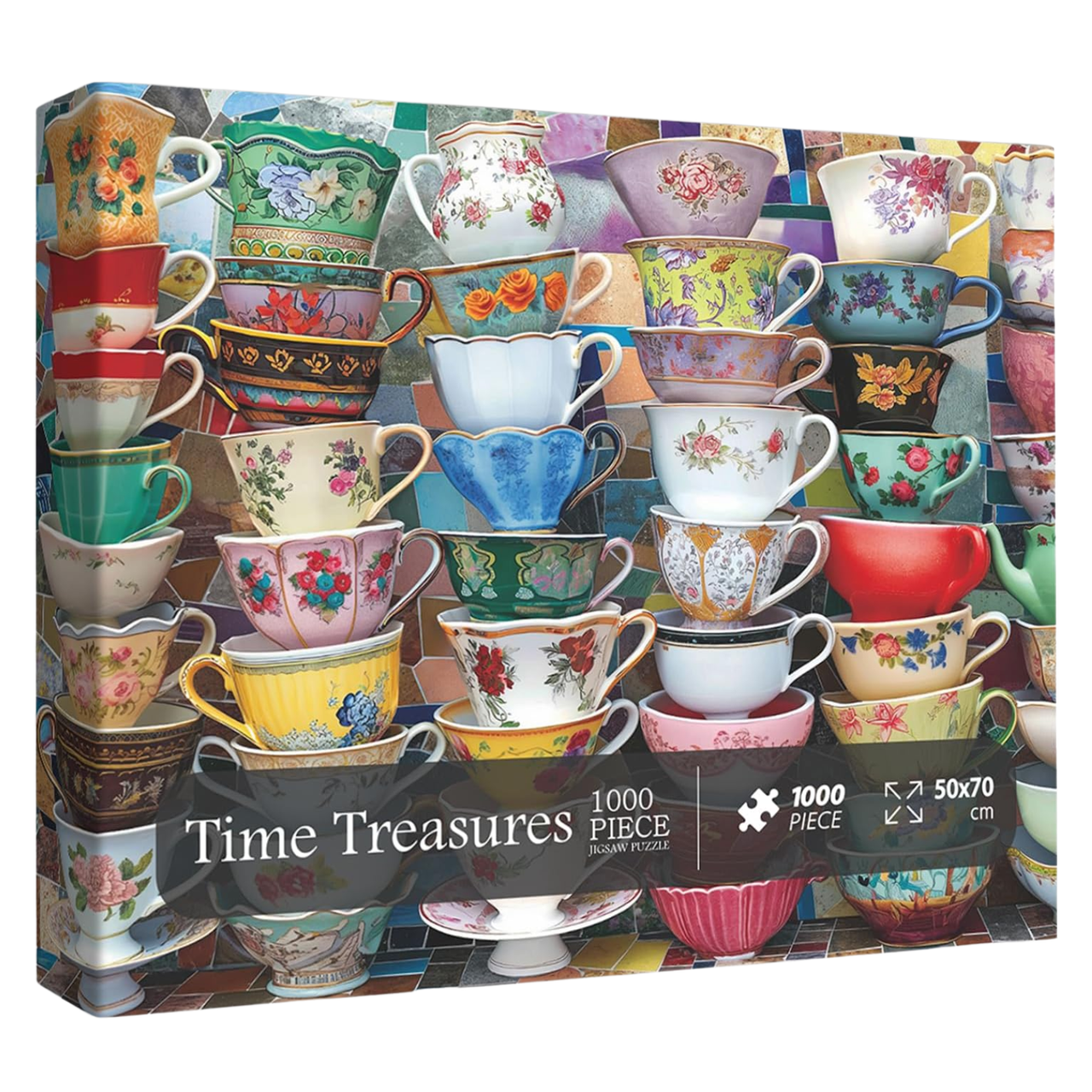 Time Treasures Teacup Puzzle for Adults 1000 Pieces, Colorful Tea Time Puzzle