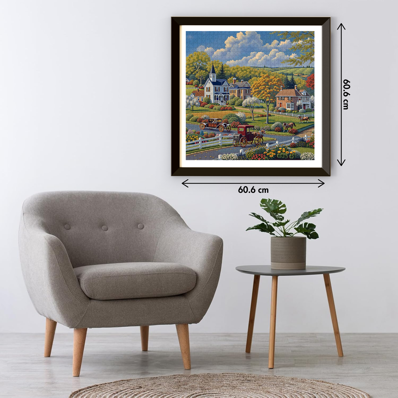 Countryside Poem 1000 Piece Jigsaw Puzzle for Adults, Rural Town Farm Puzzle